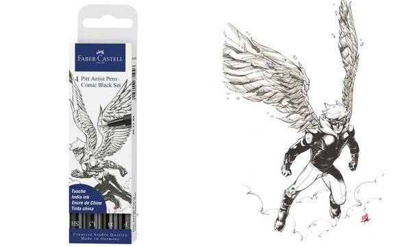 FABER-CASTELL Tuschestift PITT artist pen, 4er Etui Comic