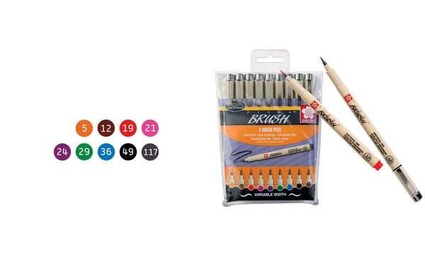 SAKURA Pinselstift PIGMA BRUSH, 9er Etui, farbig sortiert (8012109)-0