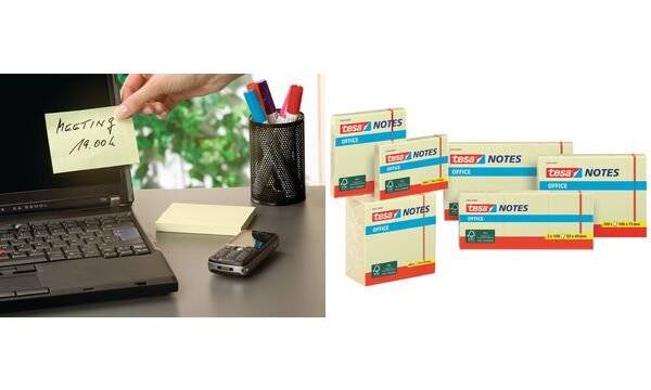 tesa Office Notes Haftnotizen, 100 x 75 mm, gelb (8757657)-0