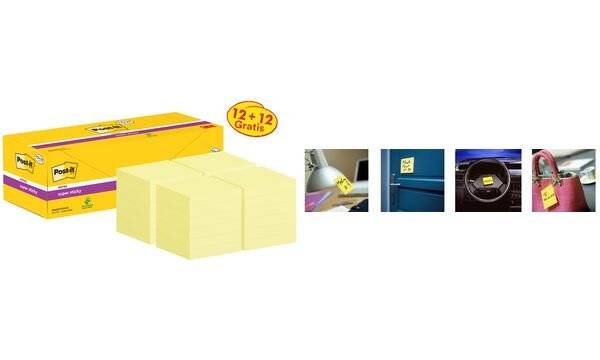 Post-it Haftnotizen Super Sticky Notes, 76 x 76 mm, 12 + 12 (9020654)-2