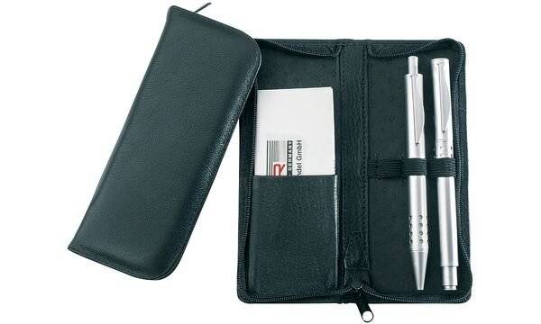 Stifteetui 15x6,5cm Leder schwarz-1