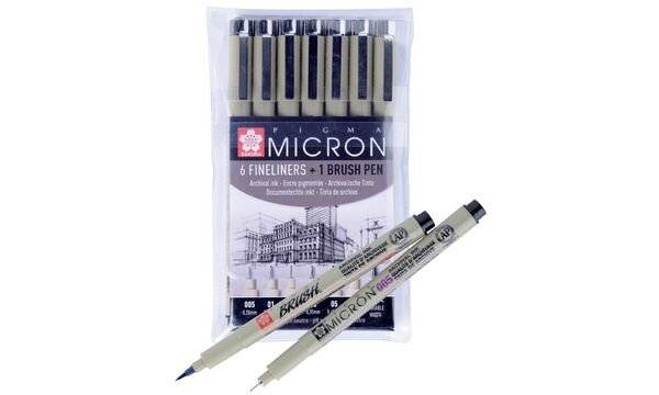 SAKURA Fineliner PIGMA MICRON, 6+1 Etui, schwarz-1