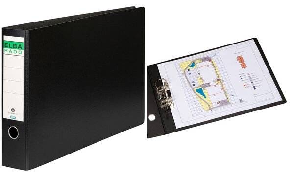 Ordner für A3 quer 80mm Hartpappe schwarz-1