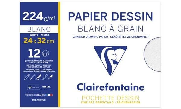 Clairefontaine Zeichenpapier "Blanc à Grain", 240 x 320 mm (87000409)-1