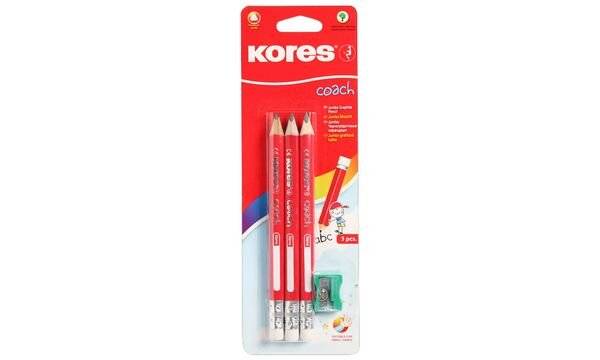 Kores Bleistift COACH, dreieckig, Härtegrad: 2 HB, 3er Pack-1