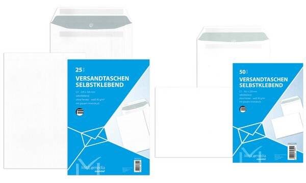 MAILmedia Versandtasche weiß, C4, ohne Fenster,selbstklebend (8717050)-2