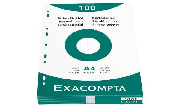 EXACOMPTA Karteikarten, DIN A4, kariert, farbig sortiert-4