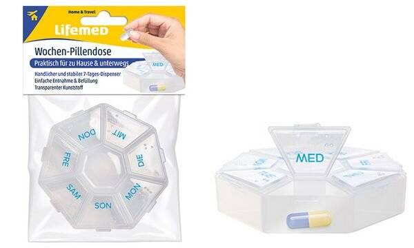 Lifemed Wochen-Pillendose, Kunststoff, transparent / blau-0