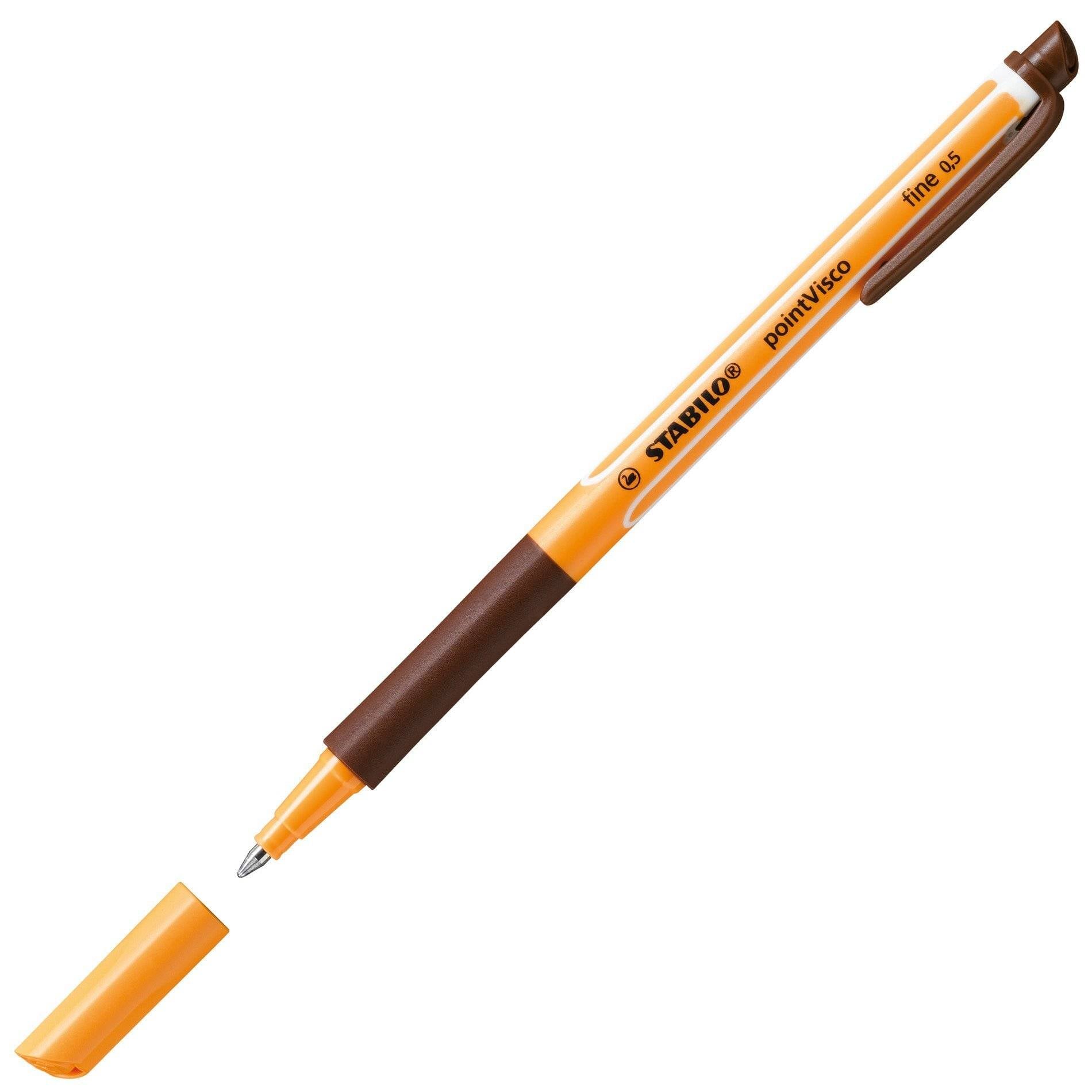 STABILO pointVisco, Verschlossener Gelschreiber, Braun, Braun, Orange, Fein, Rund, Medium-1