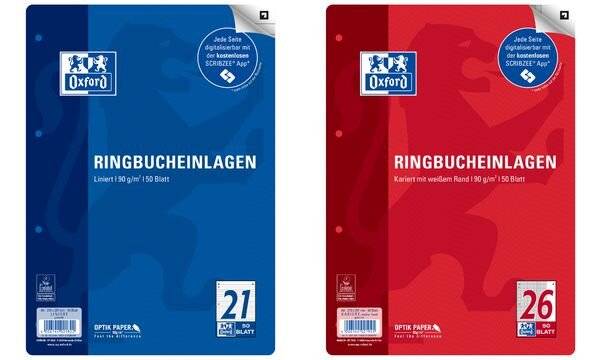 Oxford Ringbucheinlagen, DIN A4, liniert, 50 Blatt (5402095)