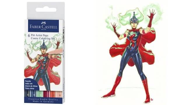 FABER-CASTELL Tuschestift PITT artist pen, 6er Etui Comic-1