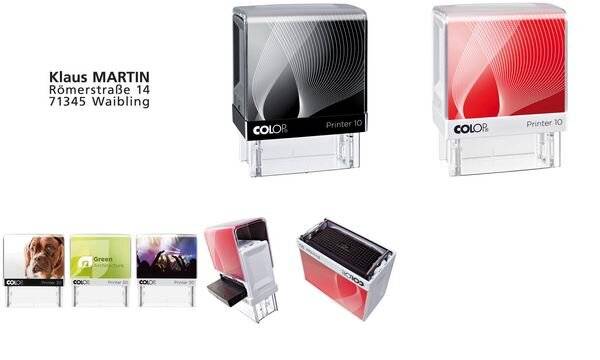 COLOP Textstempel Printer 10, 3-zeilig, weiß, mit Gutschein-1