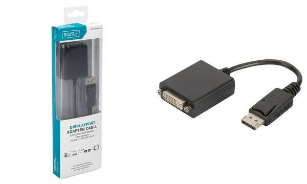 Digitus DB-340409-001-S DVI / DisplayPort Adapter [1x DisplayPort Stecker - 1x DVI-Buchse 24+5pol.] Schwarz Rund, doppel-2
