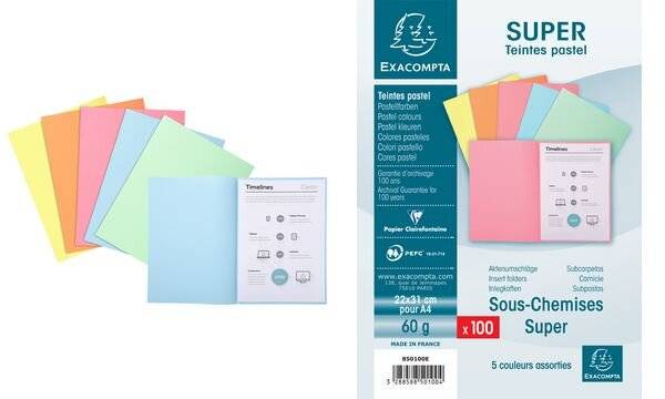 EXACOMPTA Aktendeckel SUPER 60, DIN A4, 60 g/qm, sortiert (335134800)-1