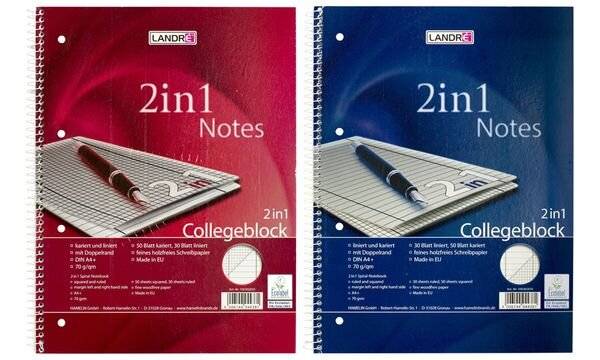 LANDRÉ Collegeblock "2in1", DIN A4+, zwei Lineaturen, 80 Bl. (5400447)