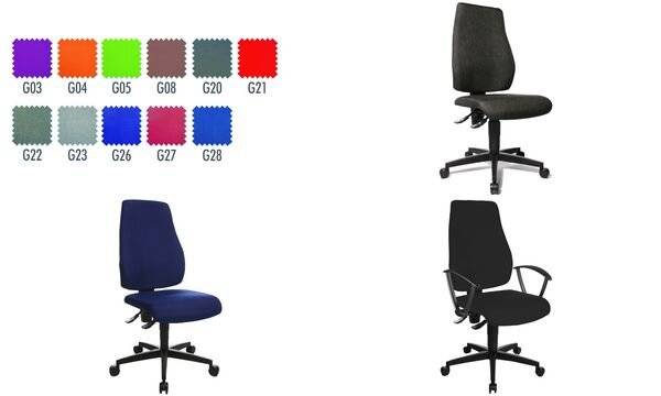 Bürodrehstuhl m.Permanentkontakt schwarz 420 - 550mm o.Lehnen Trgf.110kg TOPSTAR-5