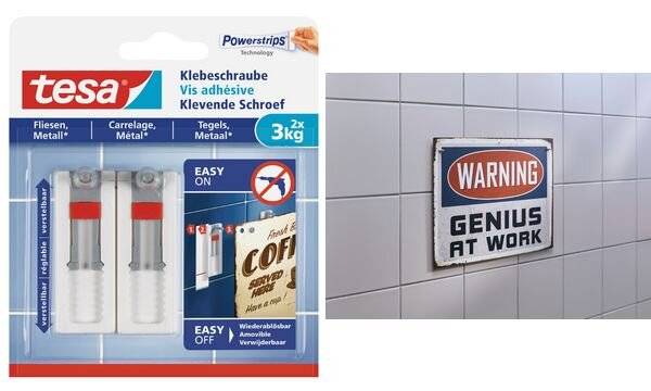 tesa Powerstrips Klebeschraube für Fliesen/Metall, weiß-2