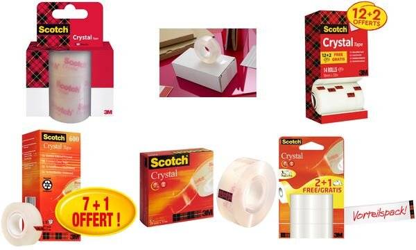 Scotch Klebefilm Crystal Clear 600, 19 mm x 15 m, 2+1-1