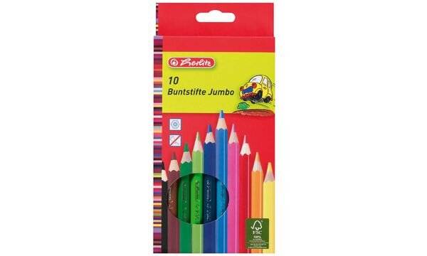 herlitz Buntstifte Jumbo, sechseckig, 10er Karton-Etui (10795276)