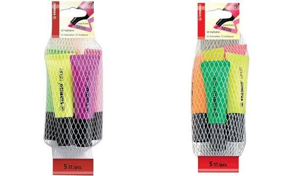 STABILO Textmarker NEON, im 5er Netz-5