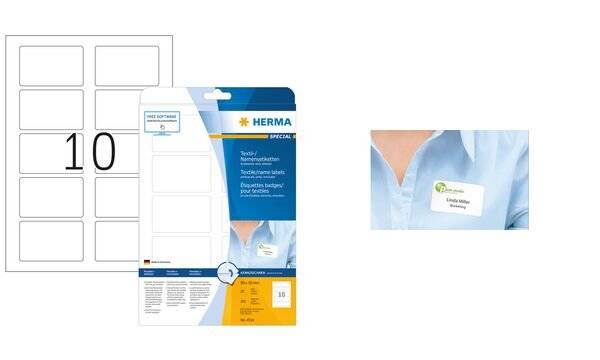 HERMA 4587, Weiß, Abgerundetes Rechteck, Entfernbar, A4, Seide, Laser-5
