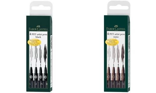 FABER-CASTELL Tuschestift PITT artist pen, schwarz, 4er Etui-2