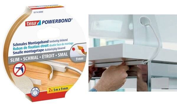 tesa Powerbond Montageband Schmal, 2 x 9 mm x 5 m, transp. (8755714)-0