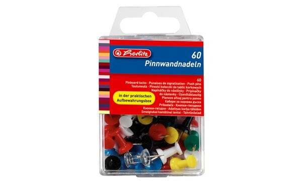 herlitz Pinnwand-Nadeln, farbig sortiert, Inhalt: 400 Stück - 8859142 - 1 Stück