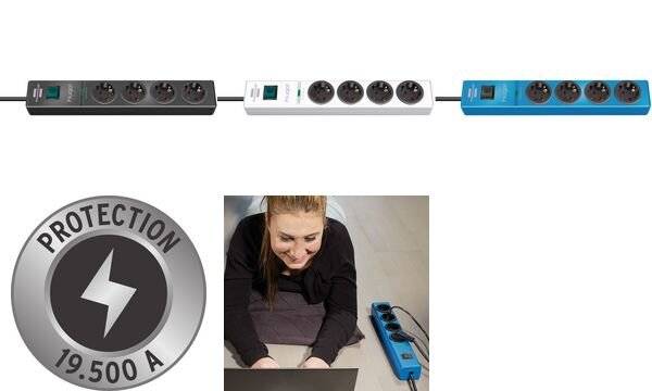 Brennenstuhl 1150610314 Überspannungsschutz-Steckdosenleiste 4fach Schwarz Schutzkontakt 1 St.-4