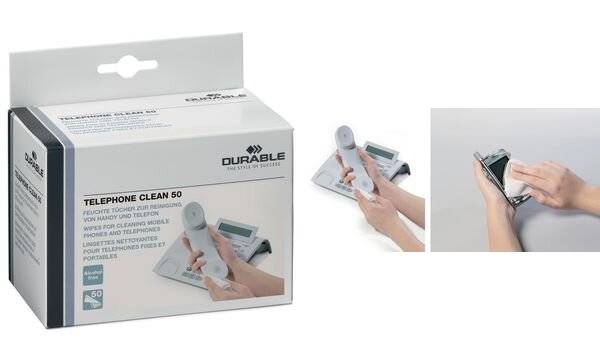 DURABLE TELEPHONE CLEAN 50 - Reinigungstuch - weiß (Packung mit 50)-5
