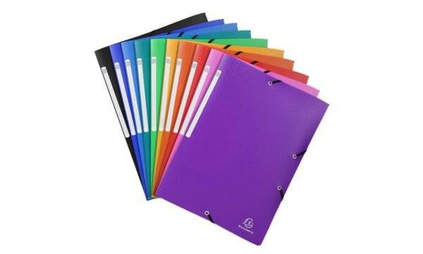 Sammelmappe mit 3 Klappen und Gummizug aus PP 400Âµ mit Etikett blickdicht, für Format DIN A4-5