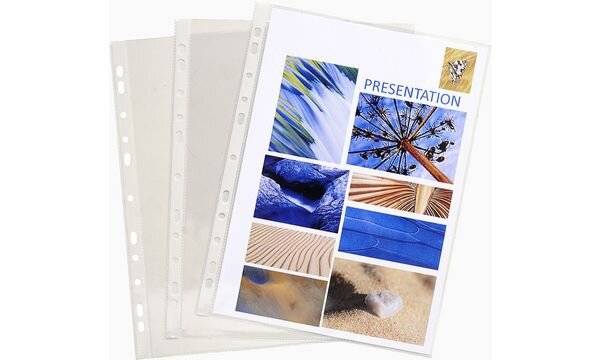 Exacompta Pack 100 Prospekthüllen gelocht glattem PVC 80µ A4 hoch Kristall 3194E-5