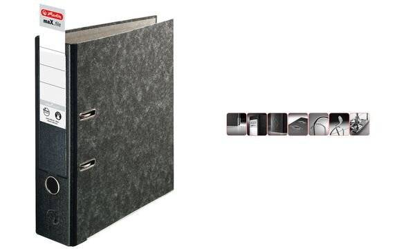 Ordner A4 maX.file nature pocket Wolkenmarmor 50mm schwarz-2