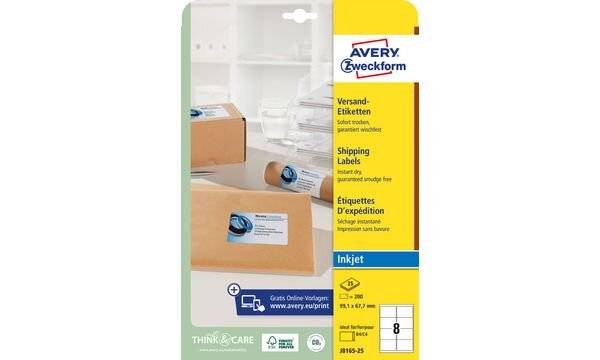 AVERY Zweckform Inkjet Versand-Etiketten, 99,1 x 57 mm, weiß (72817325)-0