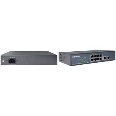 DIGITUS - 8-Port Fast Ethernet PoE Netzwerkswitch, Desktop, unmanaged, 2 Uplink Ports RJ45,120 W, af/at-5