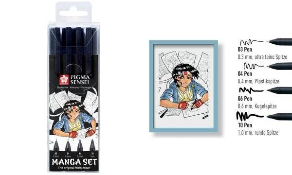 SAKURA Manga-Set PIGMA SENSEI, 4er Etui, schwarz-1
