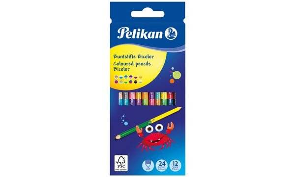 Pelikan Bicolor - Farbstift mit doppelter Spitze - weich - verschiedene Farben - 3 mm - dünn (Packung mit 12)-5
