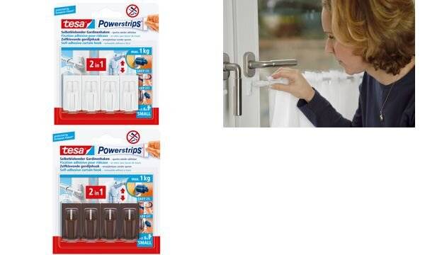 tesa Powerstrips Vario-Gardinenhaken, braun-1