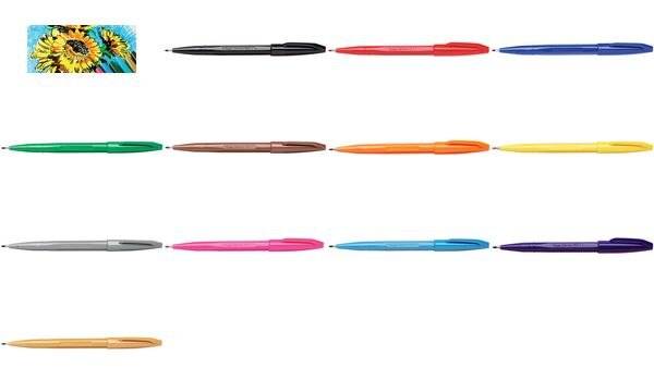 Pentel Sign Pen, Braun, Braun, Kunststoff, Rund, Tinte auf Wasserbasis, Faser-1