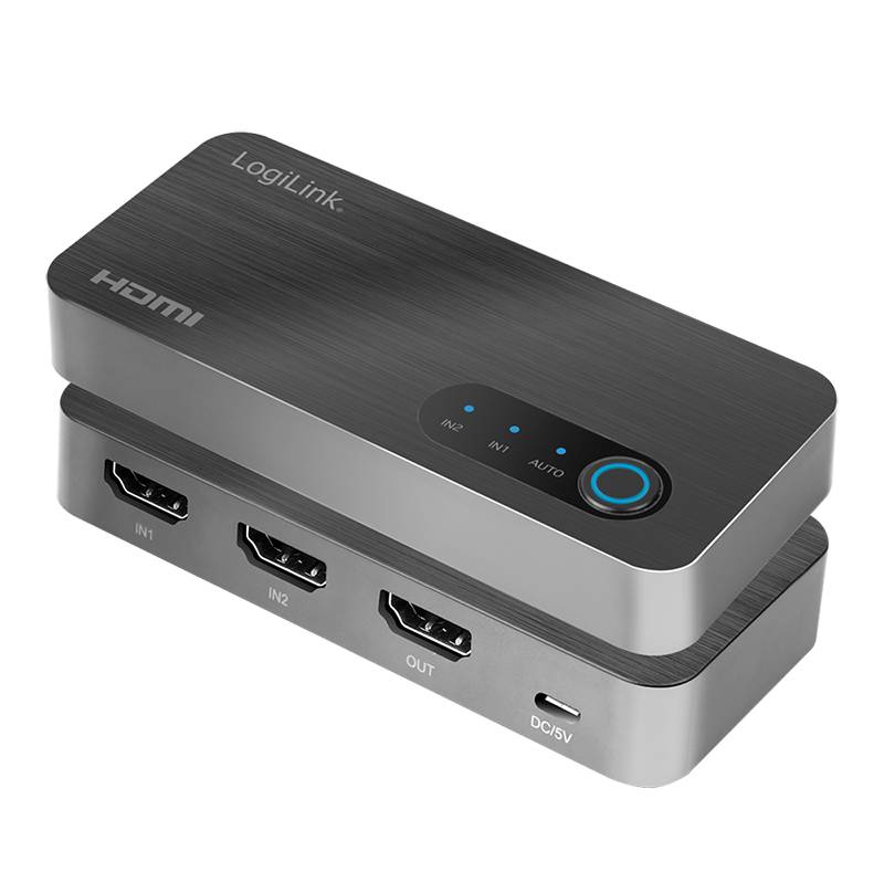 LogiLink HDMI-Switch, 2x1-Port, 8K/60 Hz, HDCP, HDR, VRR, CEC-2