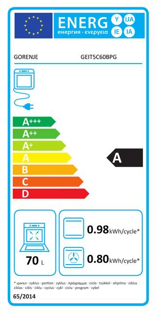Gorenje GEIT5C60BPG Elektroherd, Freistehender Herd, Schwarz, Berührung, Schwarz, Front / Top front, Metall, Glas-1