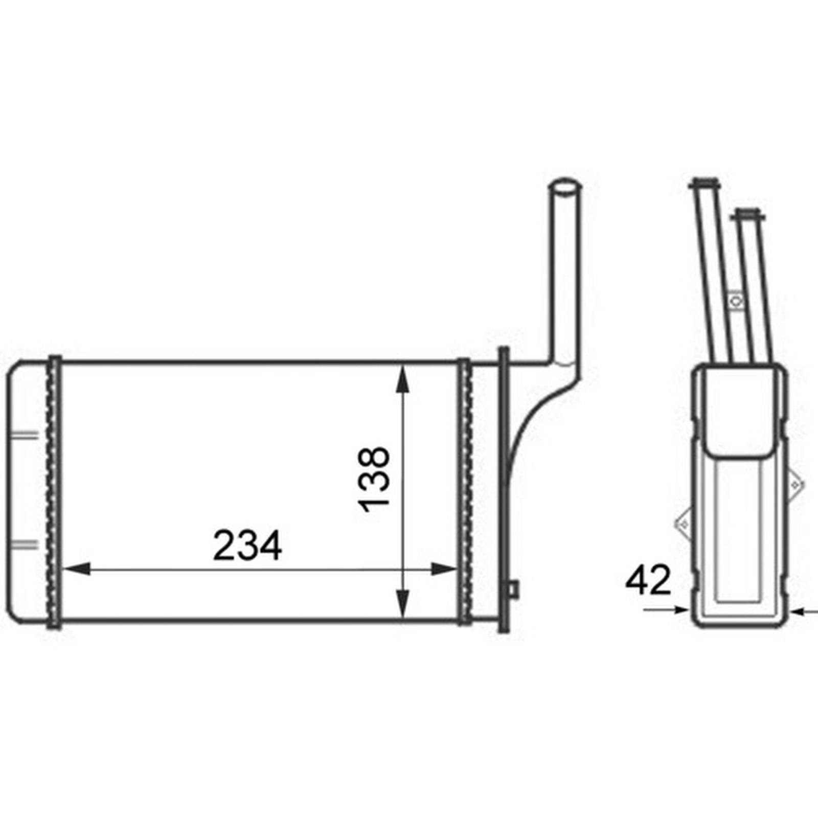 Wärmetauscher Innenraumheizung Alu 234 mm - 138 mm MAHLE für u.a. CITROËN AX-0