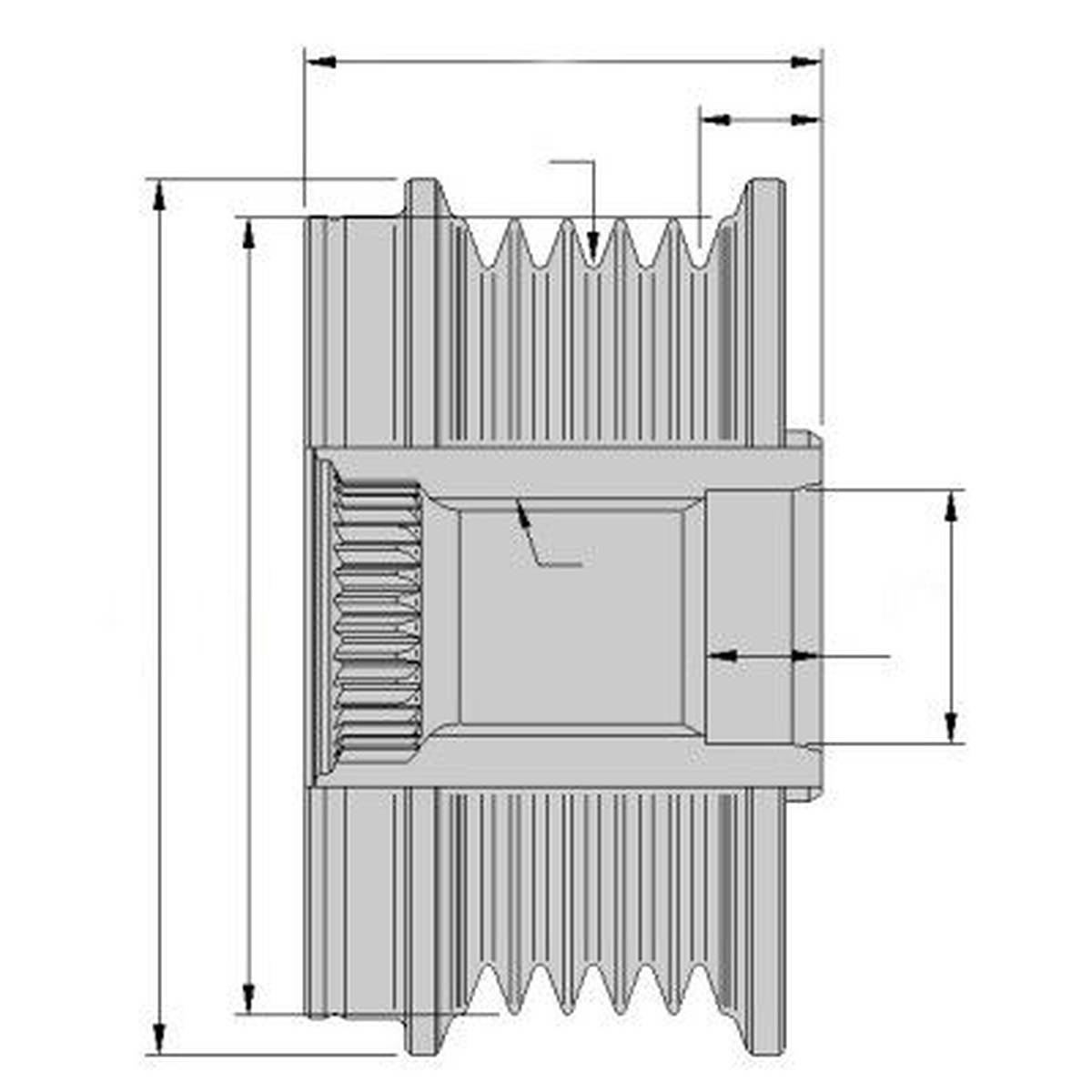Generatorfreilauf Ø 56 mm M16x1,5 6 Rillen HELLA für u.a. MERCEDES-BENZ E-KLASSE-1