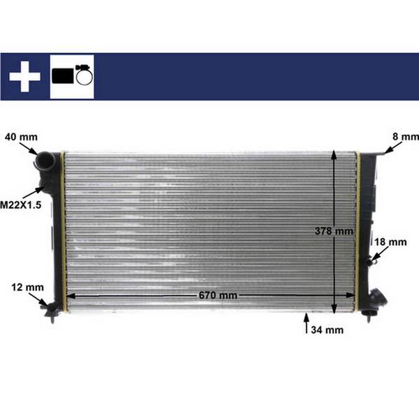 Kühler Motor Rippen mech. gefügt 670mm - 377mm MAHLE für u.a. CITROËN BERLINGO