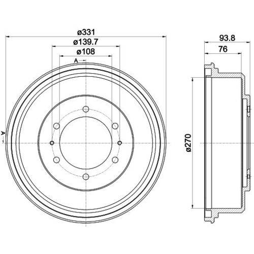 Bremstrommel Ø 331 mm Ø 12,3 mm HELLA passend für MITSUBISHI L200-1