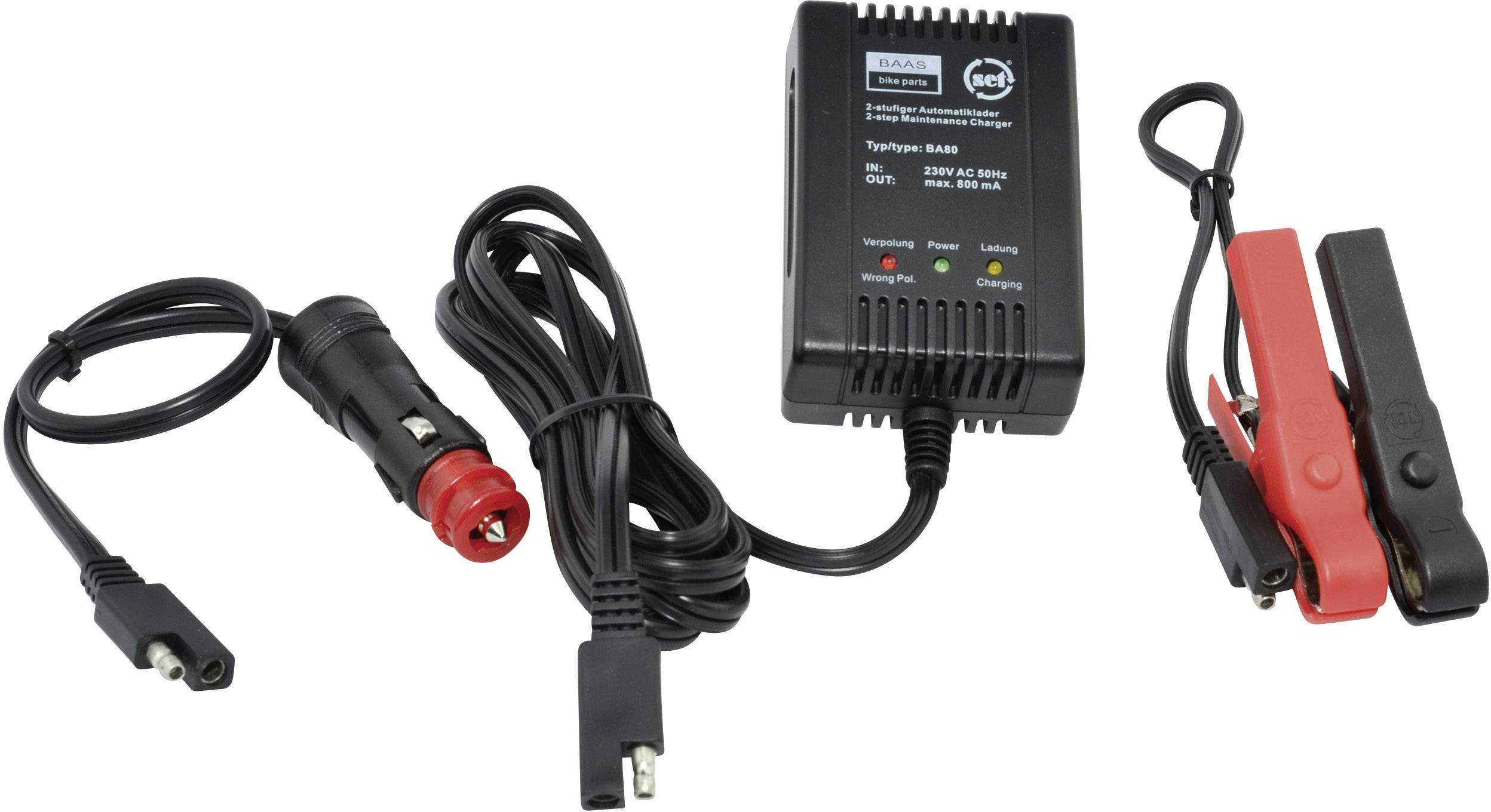 BAAS BA80 Steckerlader, Automatikladegerät 6 V, 12 V 0.8 A BAAS MobiAccuCharger 1212V BA54 DCDC Automatikladegerät