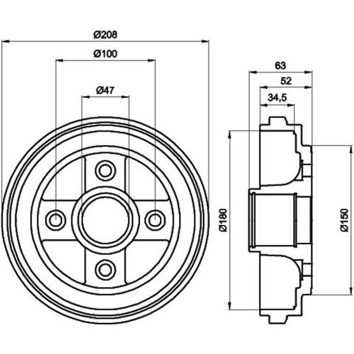 HELLA 8DT 355 300-381 Bremstrommel-3