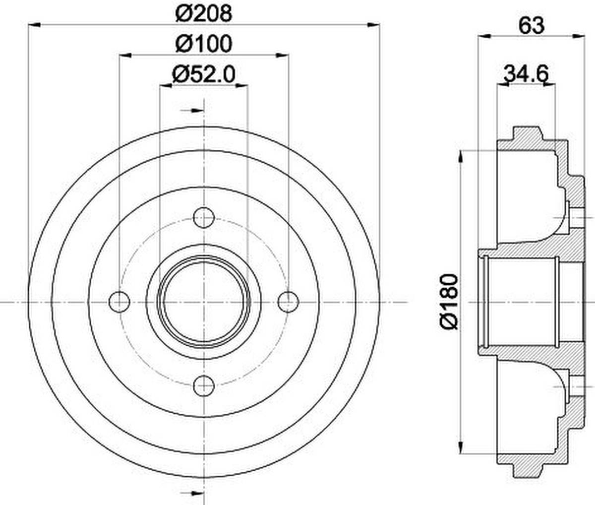 HELLA 8DT 355 300-381 Bremstrommel-4