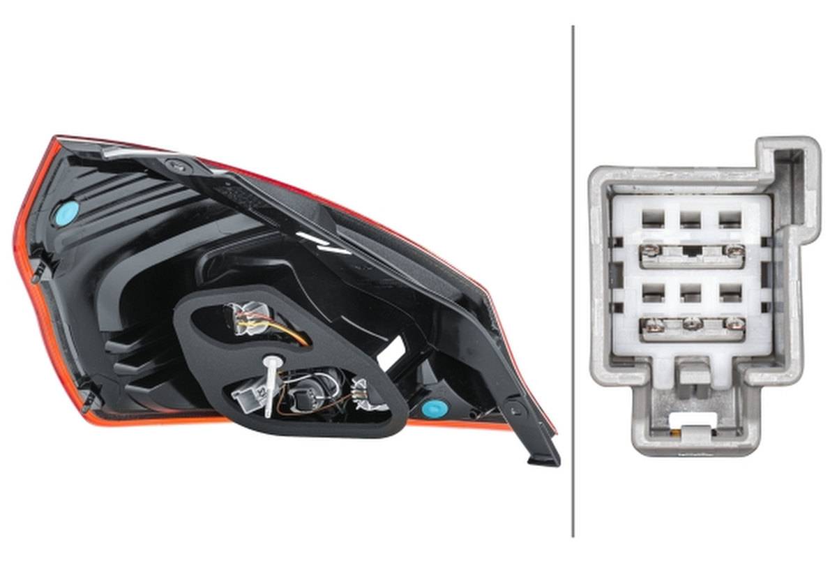 Rückleuchte rechts 12 V W16W Glühlampen-Technologie HELLA für u.a. FORD FIESTA-3