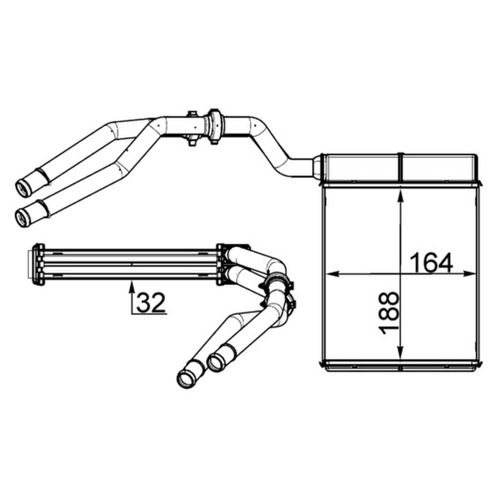 Wärmetauscher Innenraumheizung Alu 188 mm - 164 mm MAHLE für u.a. FORD MONDEO-0